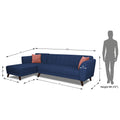 Adorn India Leaf 6 Seater Corner Sofa Left Hand Side (Blue)