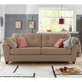 Adorn India Moris 3 Seater Fabric Sofa (Beige) (3 Year Warranty)