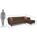 Adorn India Leaf 6 Seater Corner Sofa Right Hand Side (Brown)