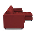 Adorn India Alexander L Shape 7 Seater Sofa Set with Ottoman Puffy RHS (Maroon) (3 Year Warranty)