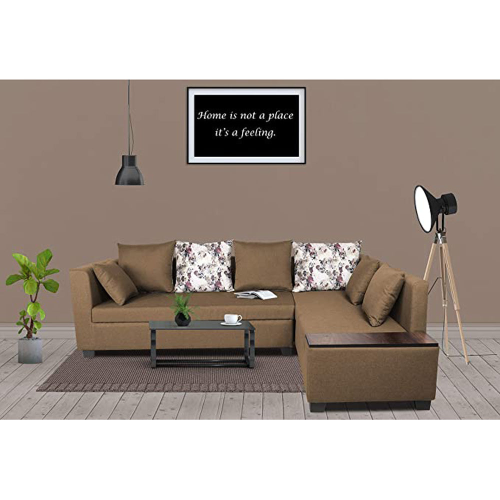 Adorn India Mclain L Shape 6 Seater Sofa (Camel)