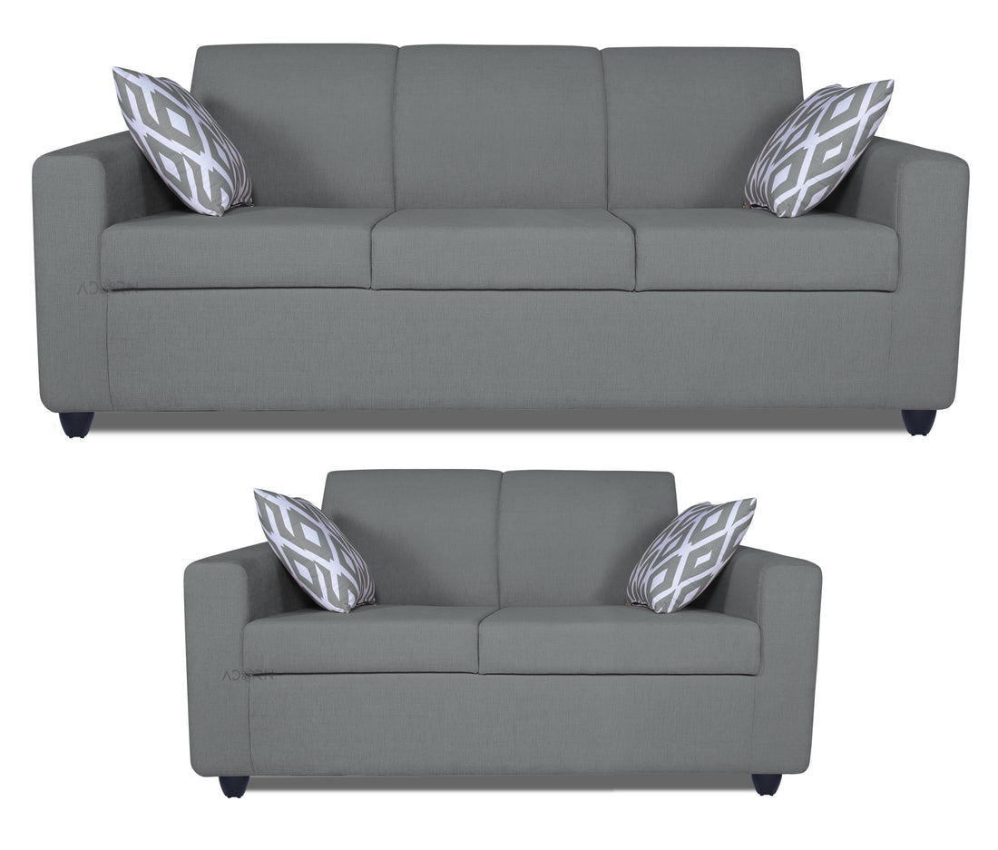 Adorn India Monteno 3+2 5 Seater Sofa Set (Grey) (3 Year Warranty)