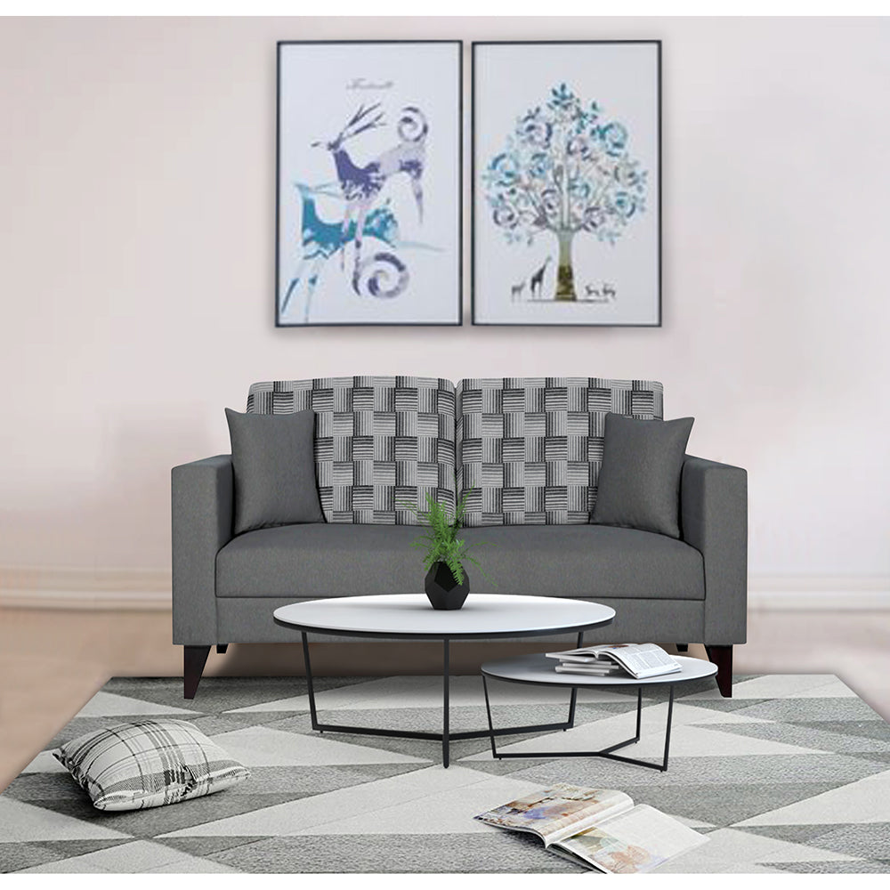 Adorn India Berlin Bricks 2 Seater Sofa (Grey) Martin Plus (3 Year Warranty)