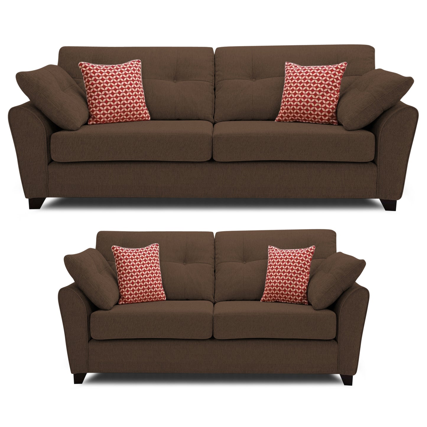 Adorn India Moris 5 Seater 3+2 Fabric Sofa Set (Brown)