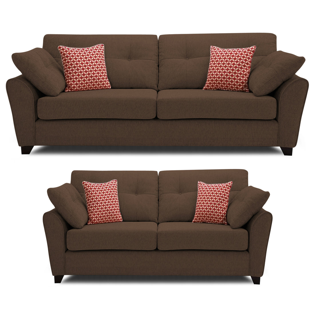 Adorn India Moris 3+2 5 Seater Sofa Set (Brown) (3 Year Warranty)