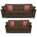 Adorn India Moris 3+2 5 Seater Sofa Set (Brown) (3 Year Warranty)