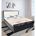 Adorn India Calypso Wrought Iron Bed with Back Cushion Queen Size Box Spring Storage (Without Mattress; Matte; Black)