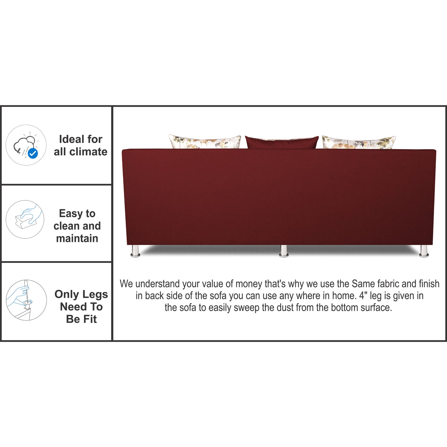 Adorn India Alica Modular Sofa Set(Maroon)