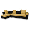 Adorn India Adillac 5 Seater Corner Sofa(Left Side Handle)(Yellow & Black)