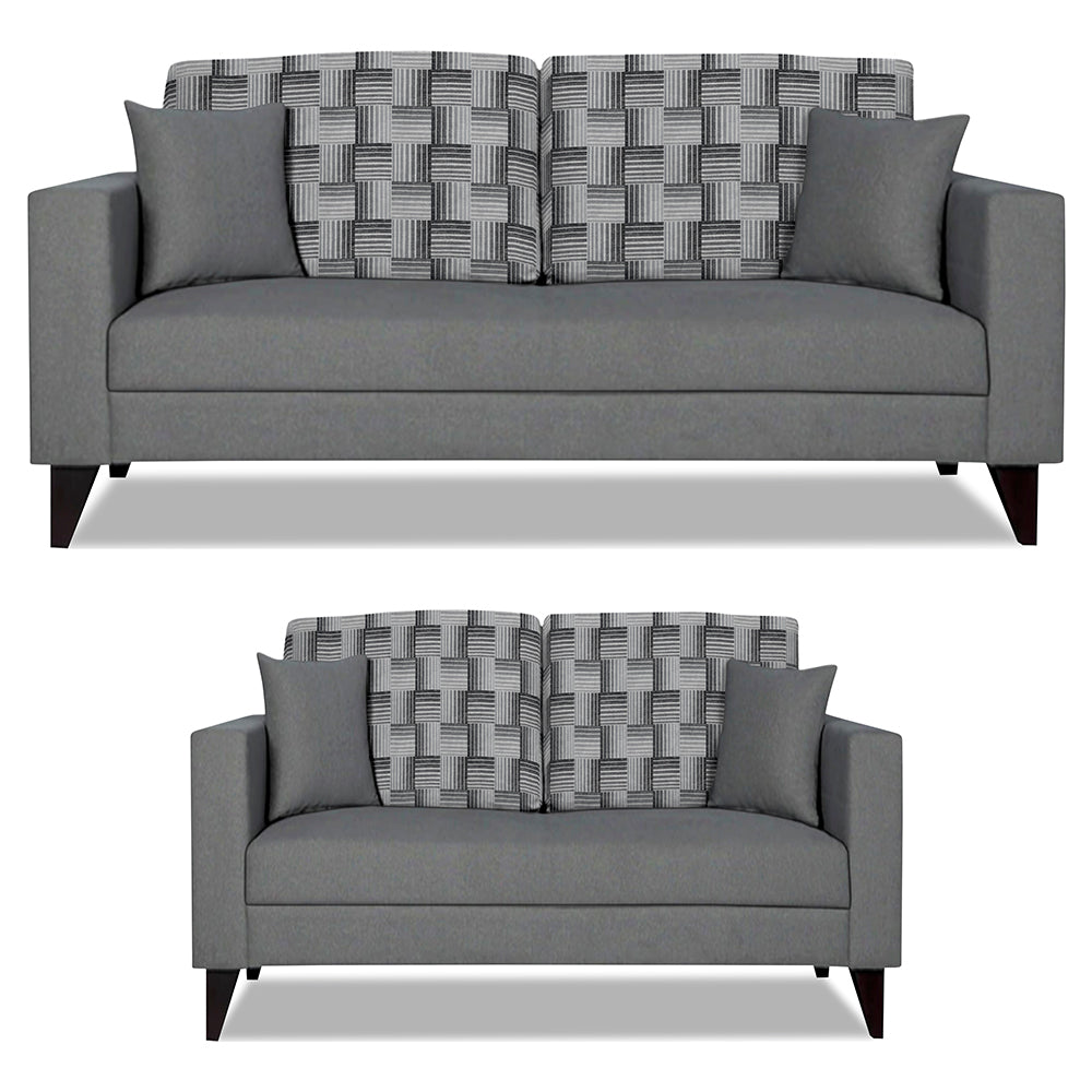 Adorn India Berlin Bricks 3+2 5 Seater Sofa Set (Grey) Martin Plus