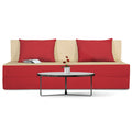 Adorn India Easy 4 Seater Sofa Cum Bed (2 Years Warrenty Quality Foam)-Perfect for Seat & Sleep Washeble Polyster Fabric Cover (Red & Beige) 6'x6'.Pillows Free (1 Year Warranty)