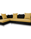 Adorn India Adillac 5 Seater Corner Sofa(Left Side Handle)(Yellow & Black)