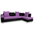 Adorn India Adillac 5 Seater Corner Sofa(Right Side)(Light Purple & Black)