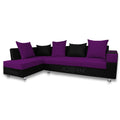 Adorn India Adillac 6 Seater Corner Sofa(Left Side Handle)(Dark Purple & Black)