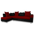 Adorn India Adillac 5 Seater Corner Sofa(Left Side Handle)(Maroon & Black), Wood, Foam
