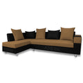 Adorn India Adillac 6 Seater Corner Sofa(Left Side Handle)(Camel & Black)