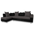 Adorn India Adillac 5 Seater Corner Sofa(Left Side Handle)(Grey & Black)