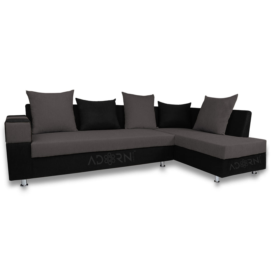 adillac 5 Seater Corner Sofa (Right Side, Grey & Black)