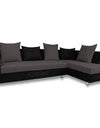 Adorn India Adillac 5 Seater corner sofa (Right Side) (Grey & Black)