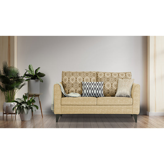 Adorn India Cortina Damask 2 Seater Sofa (Beige) Modern