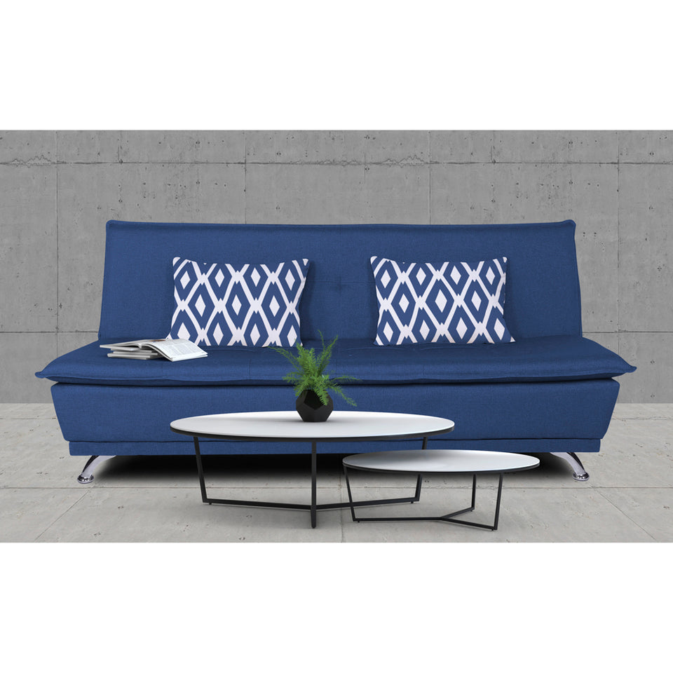 Arden 3 Seater Rhombus Sofa Cum Bed Fabric (Blue)