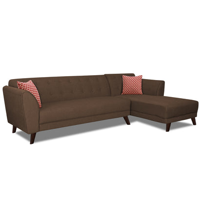 Adorn India Leaf 6 Seater Corner Sofa Right Hand Side (Brown)