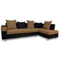 Adorn India Adillac 5 Seater Corner Sofa(Camel & Black), Wood, Foam