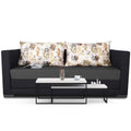 3 Seater Sofa Cum Bed Exclusive Two Tone Straight Line (Dark Grey & Black), Wood, Foam