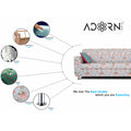 Adorn India Roselyn Digital Print 3+2 5 Seater Sofa Set (Blue)