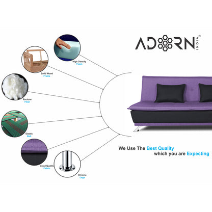 Adorn India Exclusive Two Tone Arden Three Seater Sofa Cum Bed (Dark Purple & Black)