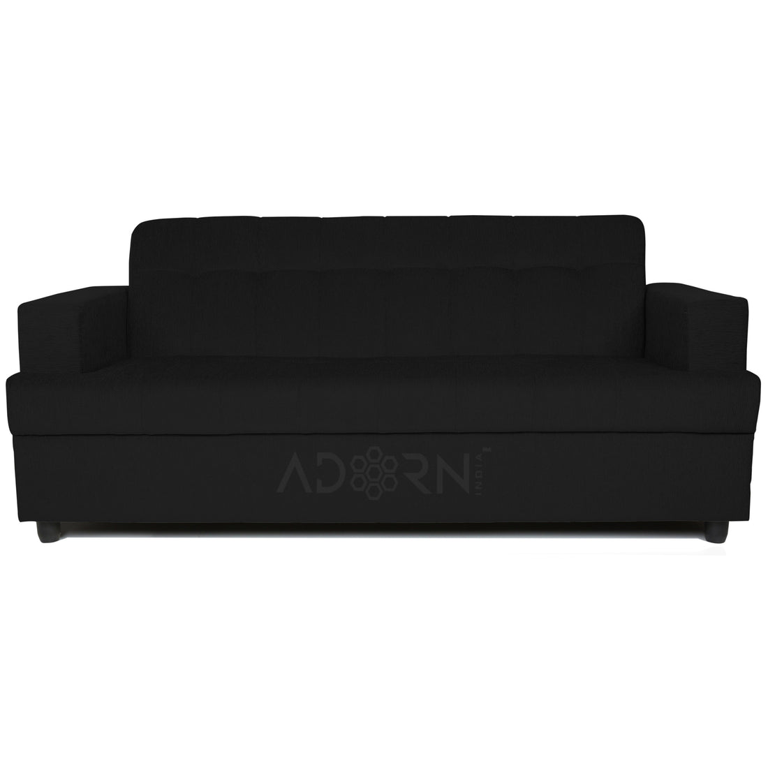 Adorn India Aleena 3 Seater Sofa(Black)