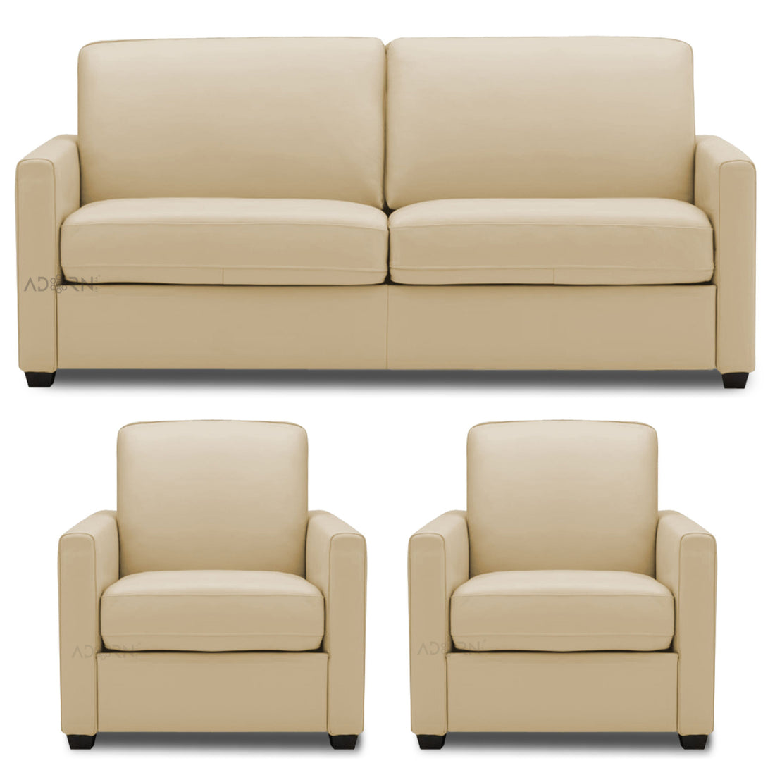 Adorn India Flavio Leatherette 3-1-1 Sofa Set (Beige)