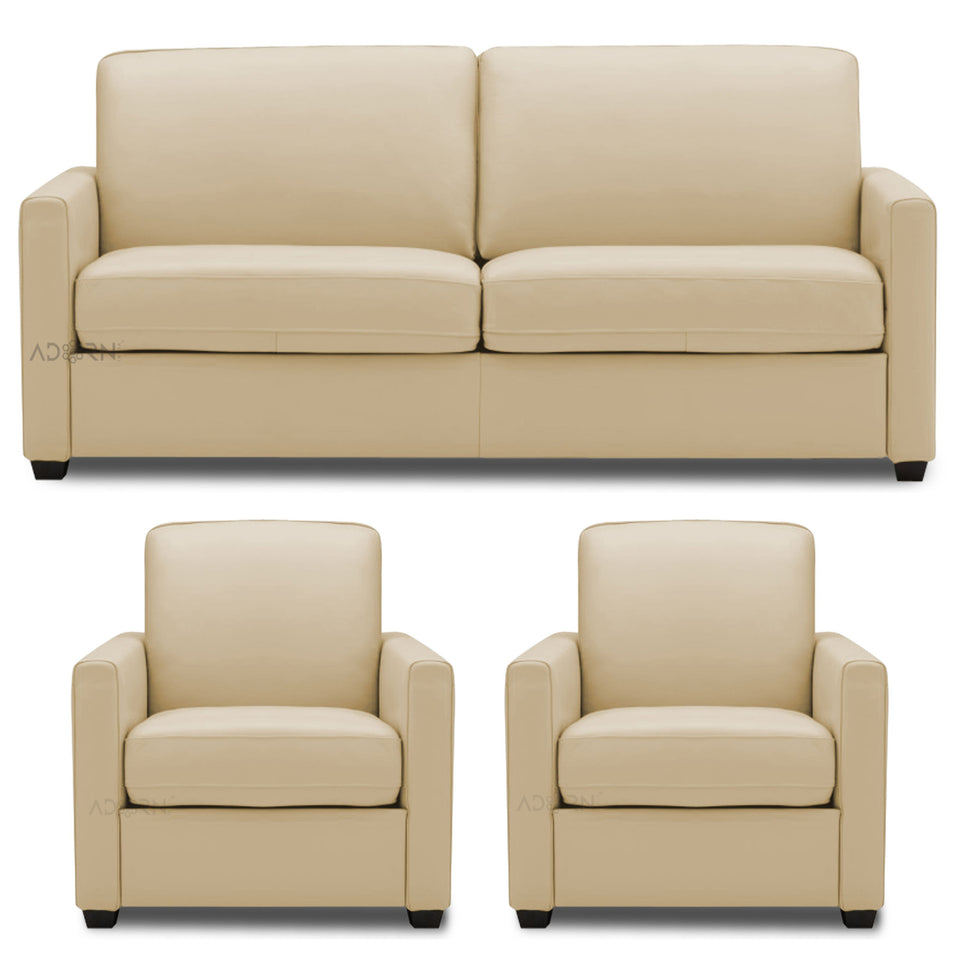 Flavio Leatherette 3-1-1 Sofa Set (Beige)