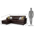 Adorn India Tiverton 6 Seater Corner Sofa Leatherette Left Hand Side (Brown)