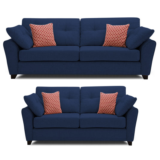 Adorn India Moris 5 Seater 3+2 Fabric Sofa Set (Blue)