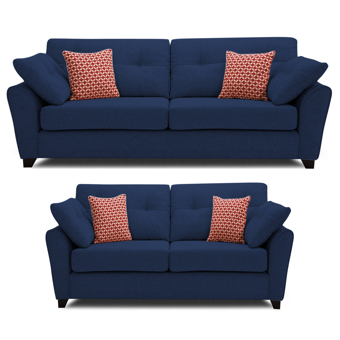 Adorn India Moris 3+2 5 Seater Sofa Set (Blue) (3 Year Warranty)