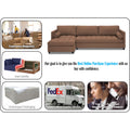 Adorn India Alexander L Shape 7 Seater Sofa Set with Ottoman Puffy LHS (Camel) (3 Year Warranty)