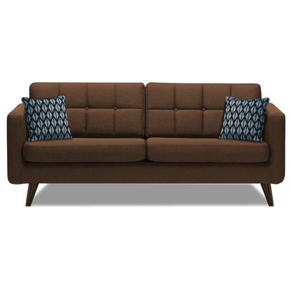 Adorn India Chilly 3 Seater Fabric Sofa (Brown)