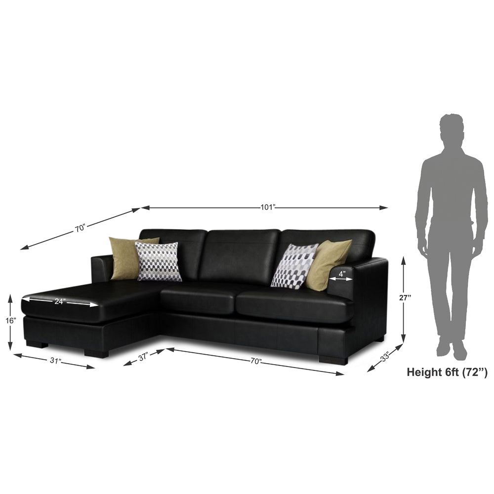 Adorn India Tiverton 6 Seater Corner Sofa Leatherette Left Hand Side