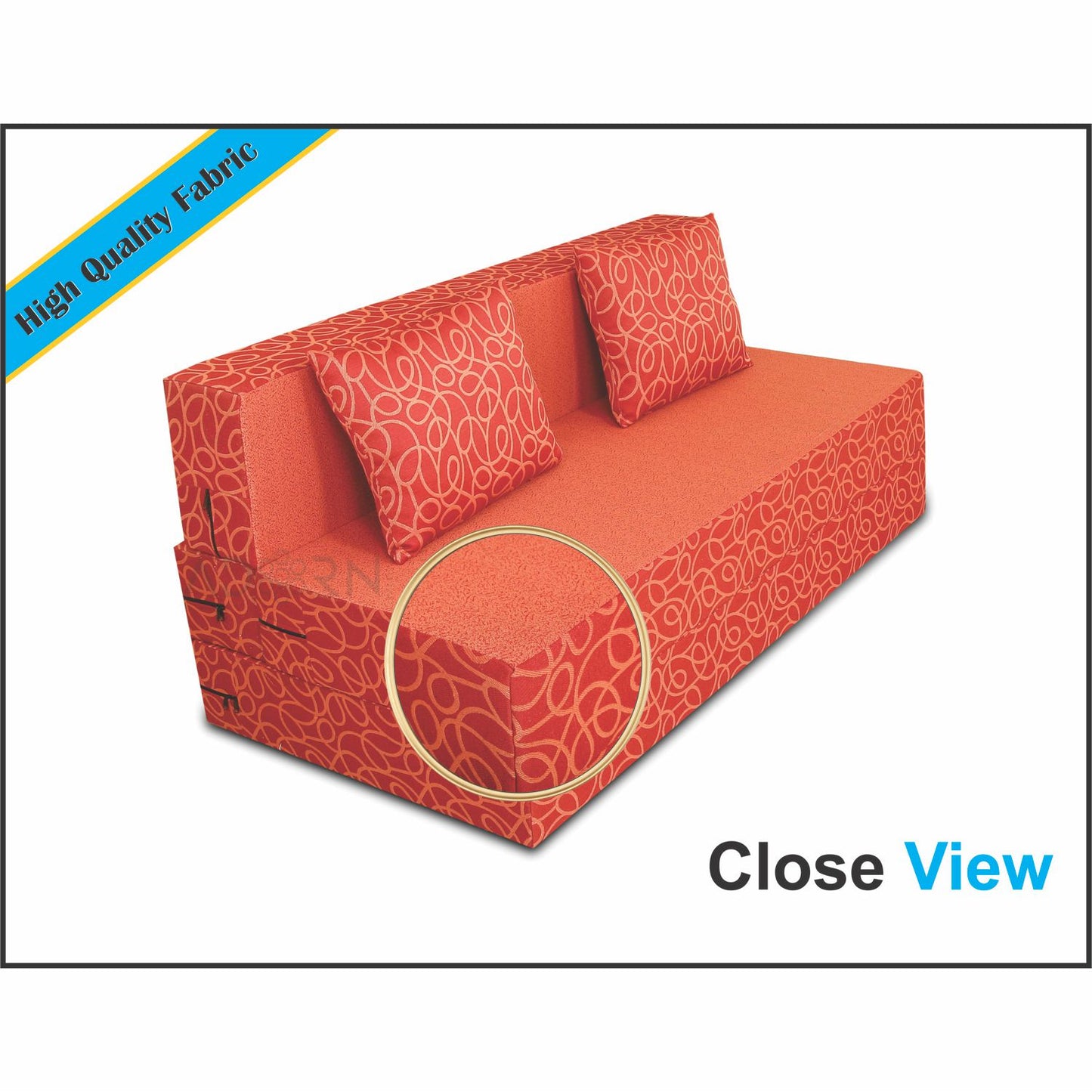 Adorn India Easy Three Seater Sofa Cum Bed Poly Cotton (Red) 5'X6'