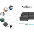 Adorn India Alexander L Shape 7 Seater Sofa Set with Ottoman Puffy LHS (Dark Grey) (3 Year Warranty)