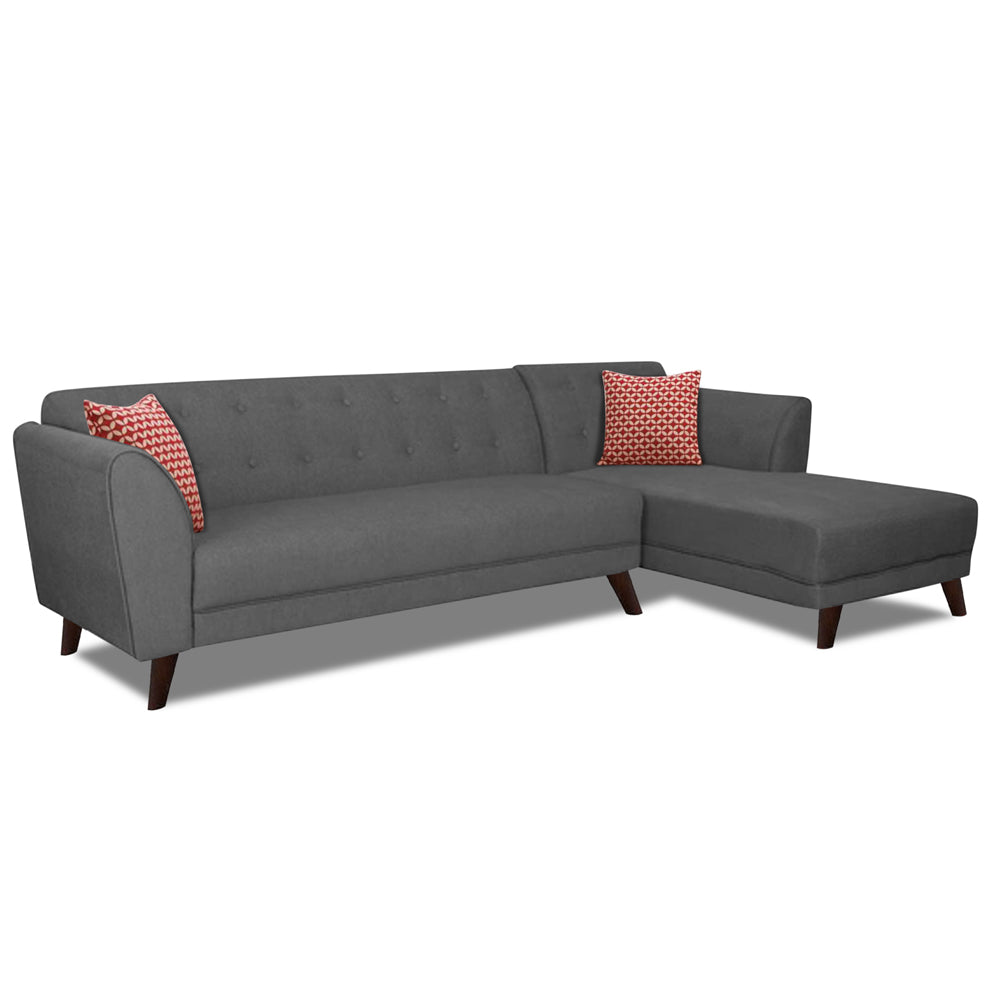 Adorn India Leaf 6 Seater Corner Sofa Right Hand Side (Grey)