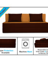 Adorn india Easy Three Seater Sofa Cum Bed (3 Years Warrenty Quality Foam)-Perfect for Seat & Sleep Washeble Polyster Fabric Cover (Camel & Brown) 6'x6'.Pillows Free