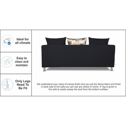 Adorn India Alita 3-1-1 Compact 5 setaer Sofa Set (Black), Wood, Foam