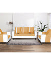 Adorn India Ashley Stripes Leatherette Fabric 3-1-1 Five Seater Sofa Set (Beige & White)