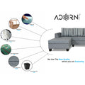 Raiden Stripes L Shape 6 Seater Sofa Set with Center Table (Left Hand Side) (Grey)