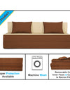 Adorn india Easy Three Seater Sofa Cum Bed (3 Years Warrenty Quality Foam)-Perfect for Seat & Sleep Washeble Polyster Fabric Cover (Brown & Beige) 6'x6'.Pillows Free