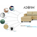 Raiden Stripes L Shape 6 Seater Sofa Set with Center Table (Left Hand Side) (Beige)