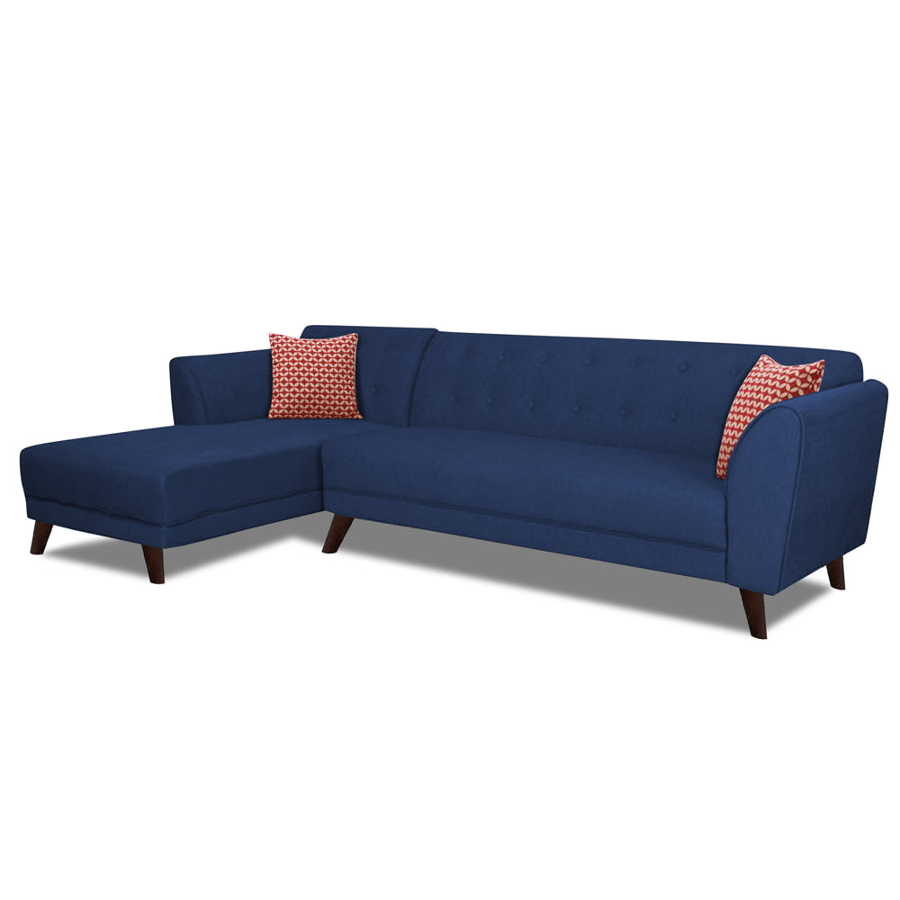 Adorn India Leaf 6 Seater Corner Sofa Left Hand Side (Blue)
