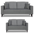 Adorn India Hector Stripes 3+2 5 Seater Sofa Set (Grey) Martin Plus (3 Year Warranty)